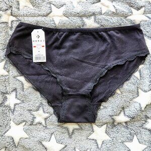 MORAJ Women Black Lace Cotton- Elastin Sz M Bikini Panties European Brand NEW